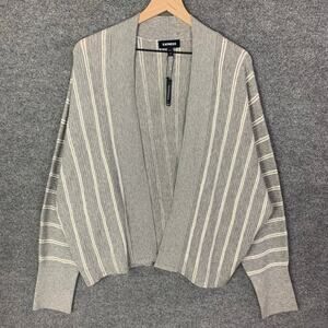 New Express Gray Striped Open Cardigan Size XL‎ Women's